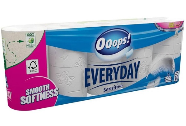 Туалетная бумага Ooops! EveryDay Sensitive трехслойный 10 шт.