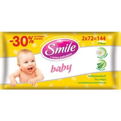 Салфетки влажные Smile Baby 72 шт
