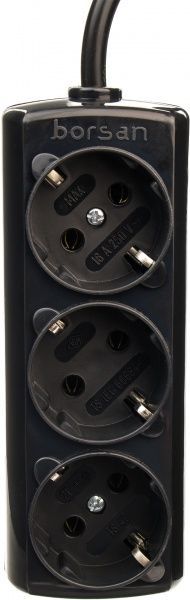 Удлинитель Borsan с заземлением 3 гн. черный 3 м BR.1573-3 