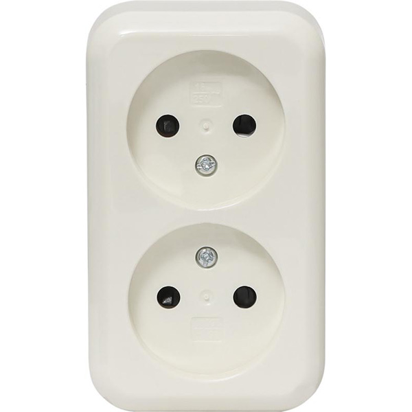 Розетка подвійна без заземлення Expert Power Power без шторок кремовий HSN-SCP.H3A20G2WTG-CR