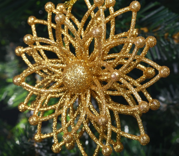 Декорация Снежинка Молекула 3д d 12 см золото 1 шт. 
