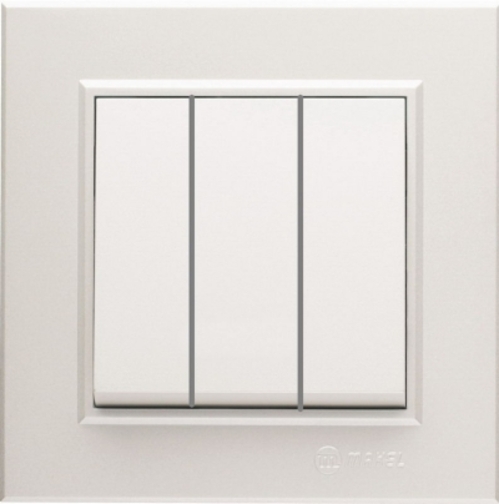 Вимикач триклавішний Makel Karea без підсвітки перлина 56100091