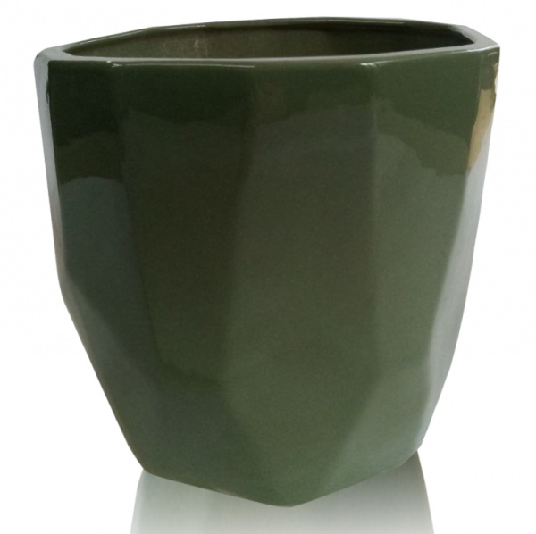 Кашпо керамічне фігурний 1,5 л [190] TDU Green (205-26 зелена хвиля) 