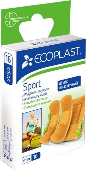 Лейкопластир ECOPLAST еластичних міцних Sport нестерильні 16 шт.