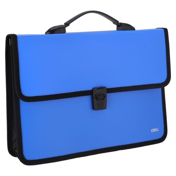 Папка-портфель EB50332 блакитн 2вiд А4 на замку Deli