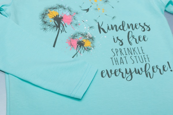 Футболка для дівчаток Luna Kids з принтом Kindness is free р.134 ментоловий 