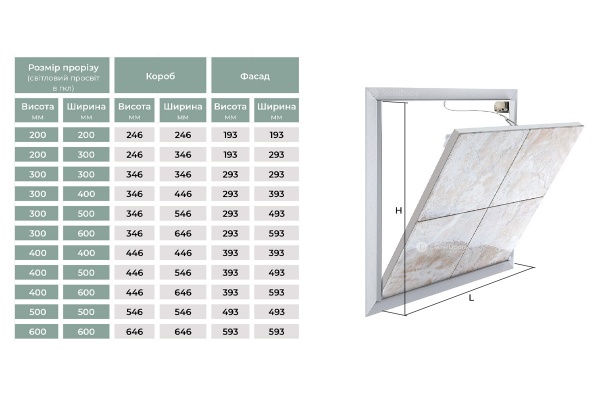 Ревізійний люк SecretDoors professional Model S3 300х500