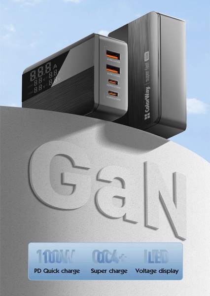 Сетевое зарядное устройство ColorWay Power Delivery GaN (2USB-A+2USB TYPE-C) (100W) черный