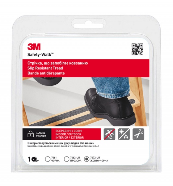 Стрічка проти ковзання Safety Walk 7672-UR жовто-чорна 25 мм 5 м