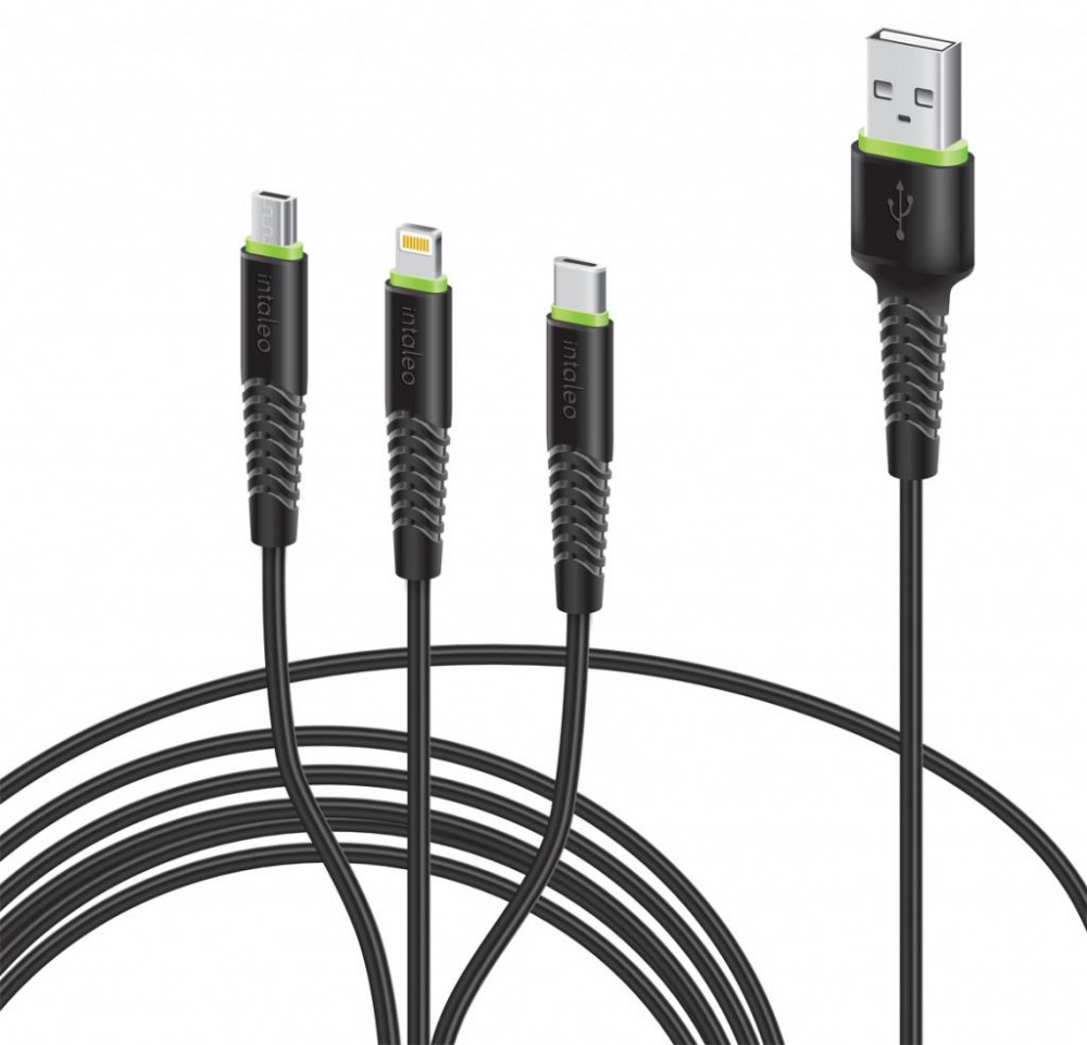 Кабель Intaleo CBFLEXU1 3in1 Micro/Lightning/Type-C 1,4 м чорний (1283126487521)