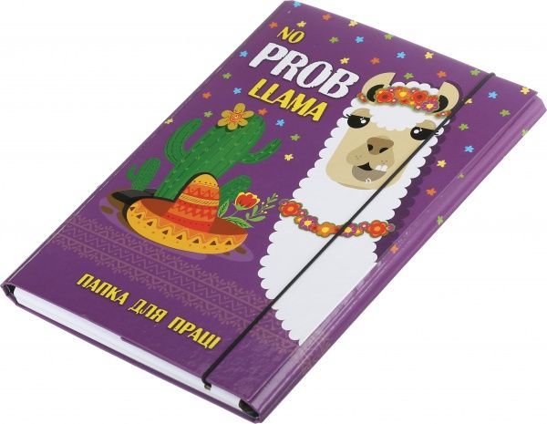 Папка для праці No prob Lama 25х32 на резинці фіолетова iTEM