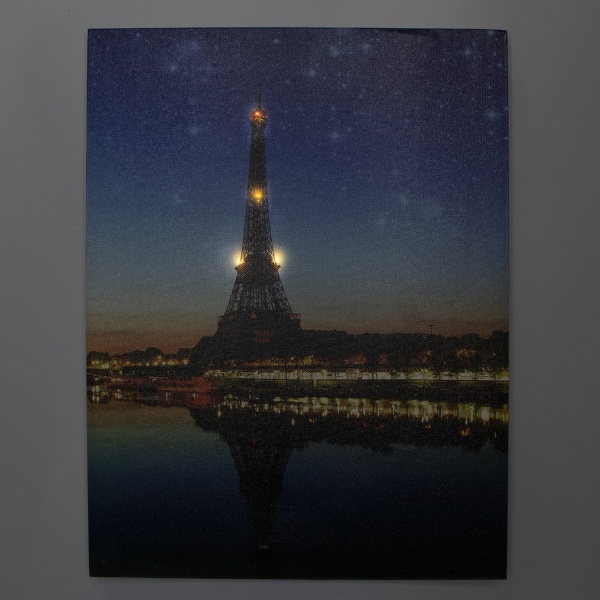 Картина LED Париж, с элементами питания 30x40 см темно-синий 