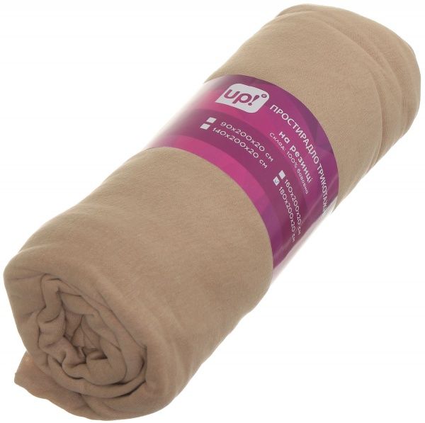 Простынь на резинке 180x200 см бежевый UP! (Underprice) 