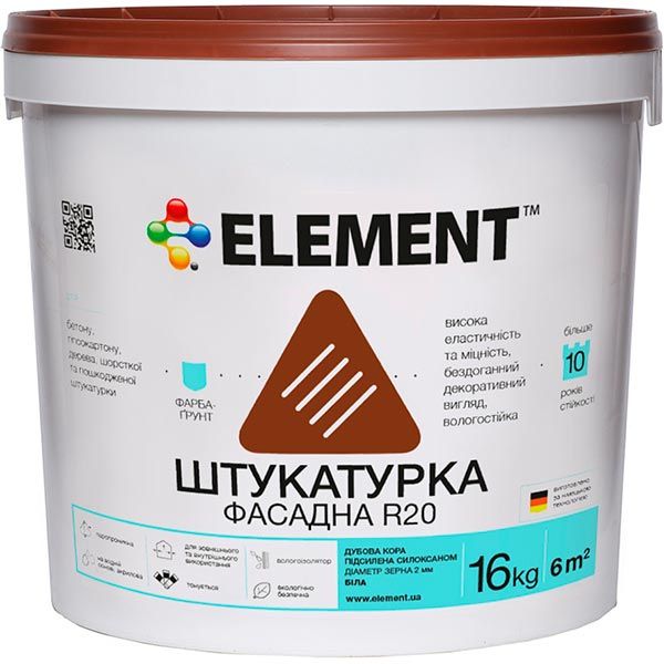 Декоративная штукатурка короед Element фасадная R20 Дубовая кора 2 мм 25 кг