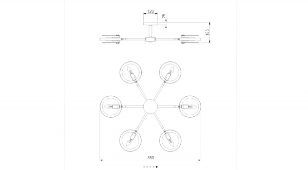 Люстра стельова Strotskis Gallo 6xE14 чорний 70121/6 