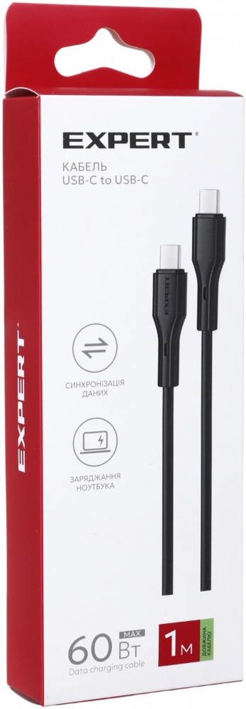 Кабель Expert USB-C to USB-C 60W Power Delivery 1 м black
