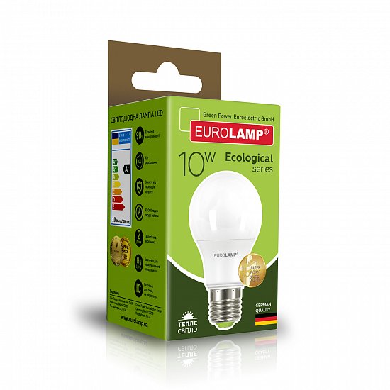 Лампа світлодіодна Eurolamp 10 Вт E27 175 В 3000 К LED-A60-10273(P)