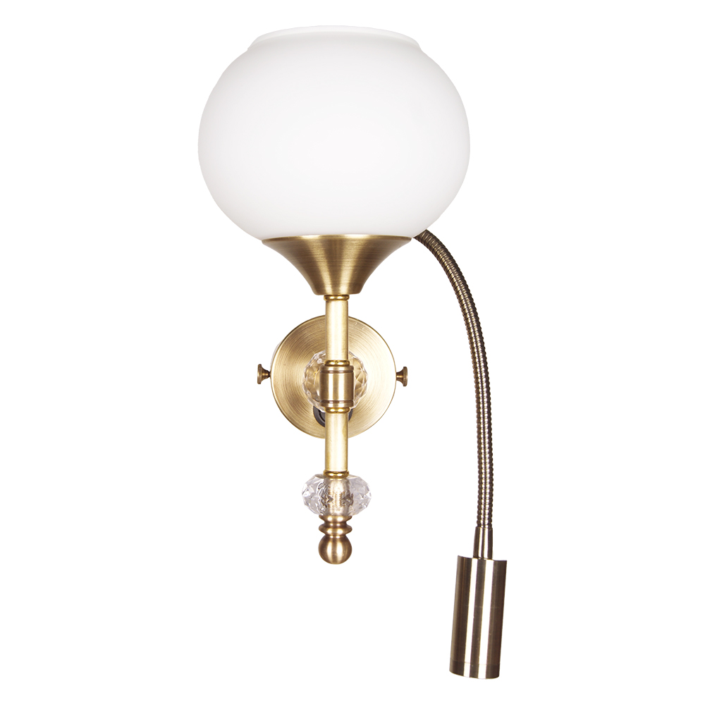 Бра Фабрика Світла 2x60 Вт E27 античная латунь НББ 130-(1+1)х60-123