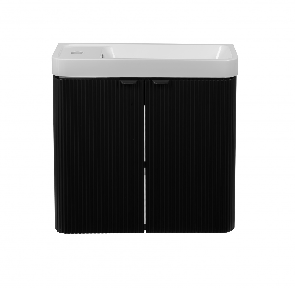 Тумба подвесная Aqua Rodos FROST MINI (BLACK-MATT-PVC) с умывальником BAR MINI L 50 см