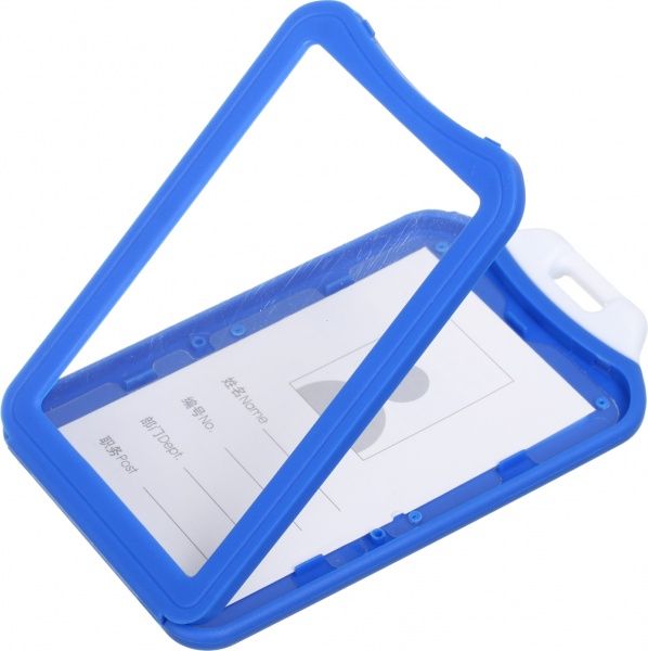 Бейдж вертикальный синий 11,5x7 см