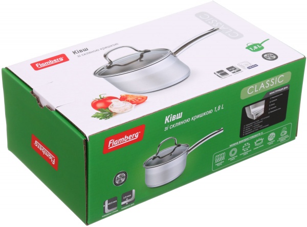 Ківш зі скляною кришкою Classic 1,8 л Flamberg