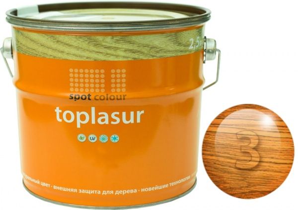 Лазур Spot Colour Toplasur №3 кармін напівглянець 2,5 л