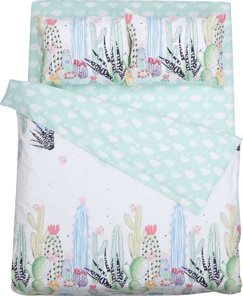 Комплект постельного белья Bright cactus 2 зеленый с рисунком 