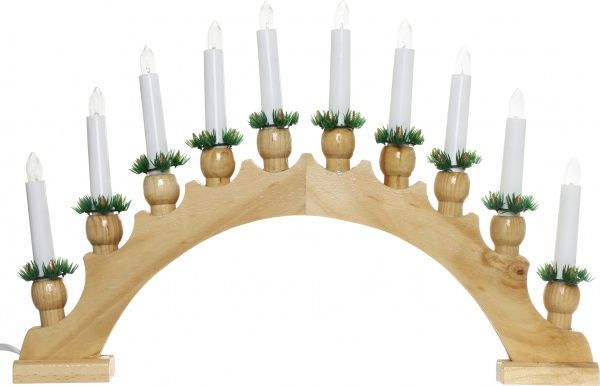 Декорация новогодняя Гирлянда Рождественские свечи на деревянной подставке BIE1010