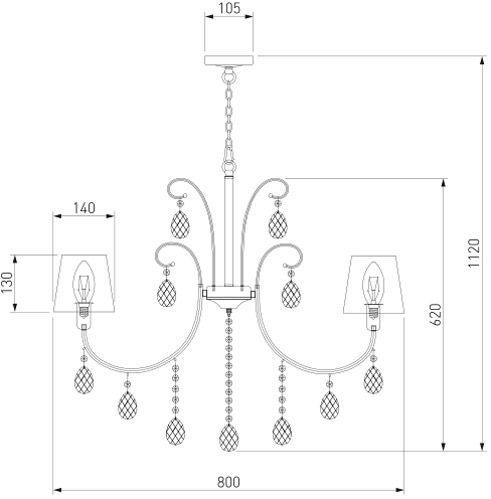 Люстра подвесная Strotskis Emiliana 8x40 Вт E14 белый/золото 10087/8 