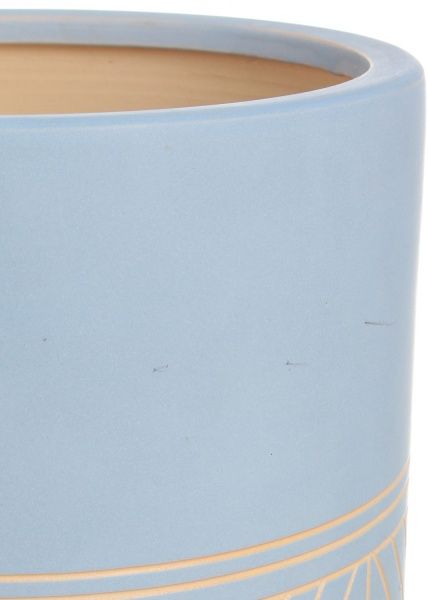Горщик Viet Thanh Ceramic з блюдцем циліндр з різьбою 25х24 см VT.11370-1 круглий ніжно-блакитний 