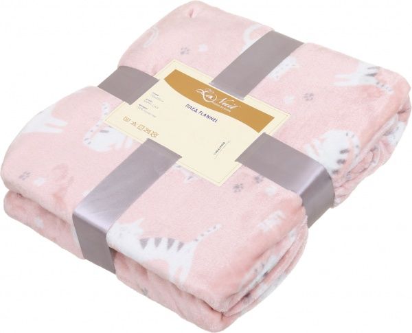 Плед Flannel Happy cats 150x200 см рожевий із принтом La Nuit 