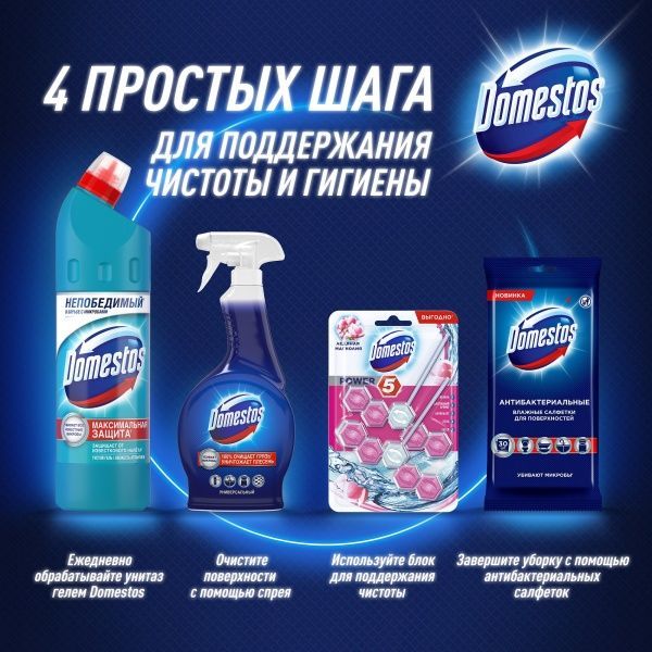 Засіб для чищення унітаза Domestos Гігієнічний блок Power 5 крижана магнолія 55 г 