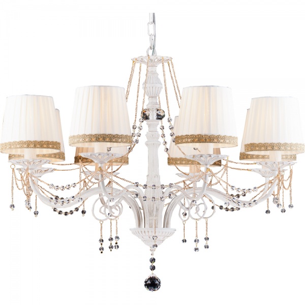 Люстра підвісна Arte Lamp Sierra 8x60 Вт E14 білий із золотистим A3071LM-8WG 