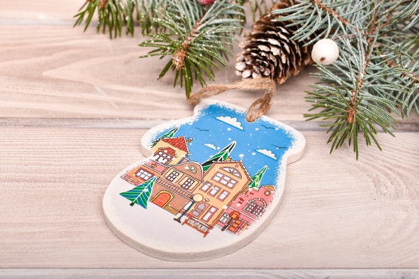 Набор елочных игрушек GrayCat Домики 9 см 4 шт./уп.