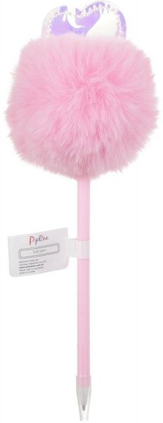 Ручка шариковая Розовое сердце с помпоном 