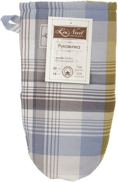 Прихватка-варежка Клетка горчица 15x29 см горчичный La Nuit 