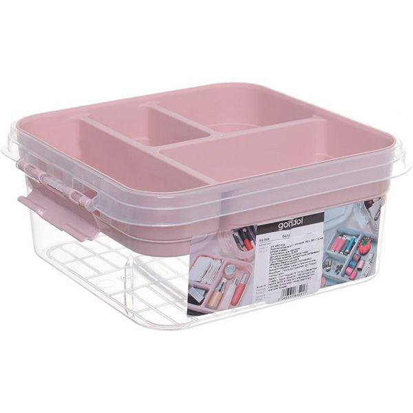Ящик-органайзер для зберігання Gondol Plastic 4,5 л вкладка рожева 110x250x