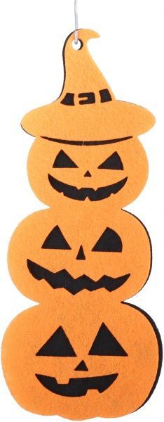 Подвесной декор из фетра Тыквы 6х15 см оранжевый с черным