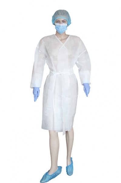 Халат из спанбонда на завязках 50 г/кв. м р. XXXL рост универсальный белый