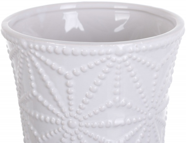 Ваза керамическая белая Ornament 12x12x20 см