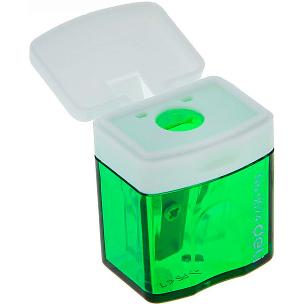 Чинка прямокутна зелена з 2-ма відділеннями Deli