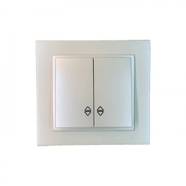 Выключатель проходной двухклавишный Mono Despina без подсветки жемчуг 102-252523-111