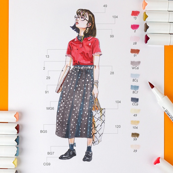 Набор спиртовых маркеров Arrtx Oros 80 цветов LC302406 