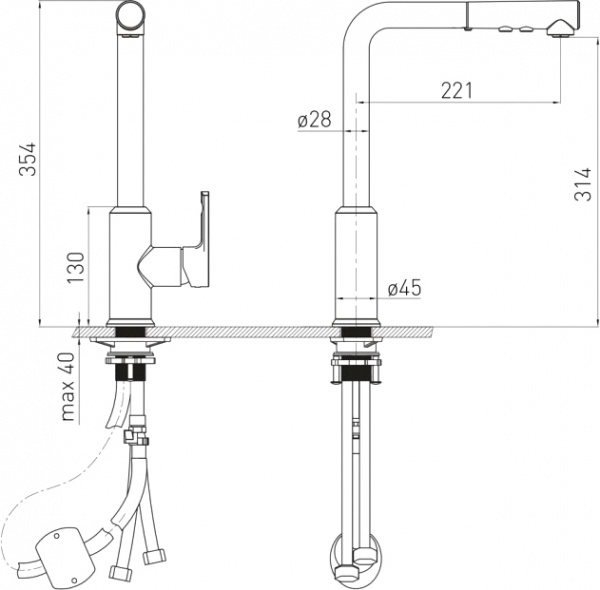 Смеситель для кухни VOLLE Bravo 1550.110204