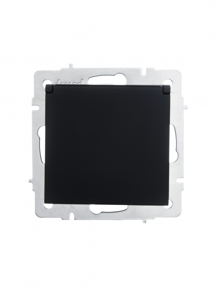 Розетка с крышкой 1 с заземлением Lezard Vesna IP20 антрацит 742-4288-123B