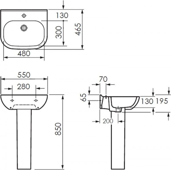 Умивальник Imprese із п'єдесталом Laska i1108 55х46.5 см