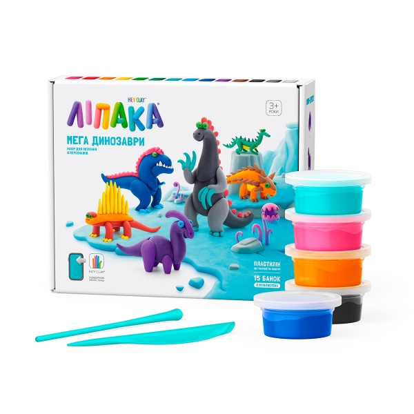 Набір для ліплення Lipaka пластилін, що самостійно твердіє, ЛІПАКА – Мегазаври 15017-UA01