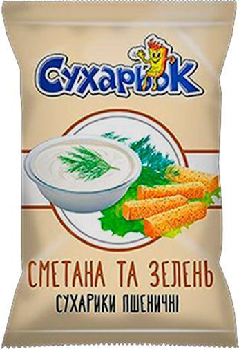Сухарики Сухарьок со вкусом Сметаны с зеленью ржаные 70 г (4820133750810)