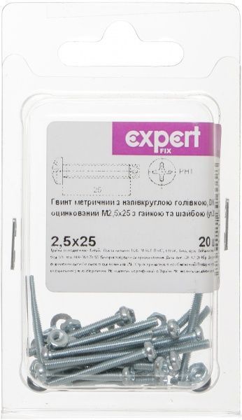 Гвинт метричний DIN7985 2,5x25 мм 20 шт Expert Fix