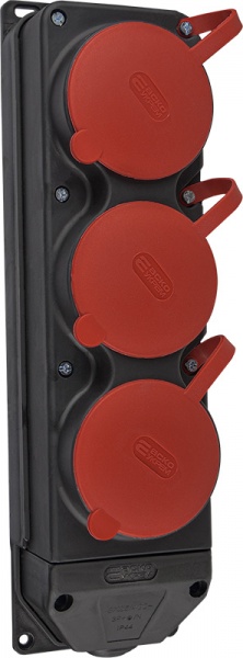 Колодка каучуковая АСКОУКРЕМ 3Р+РЕ с заземлением 3 гн. черный A0250010015 